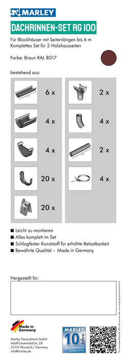 Dachrinnenset RG 100 für Blockhäuser - Marley Deutschland GmbH