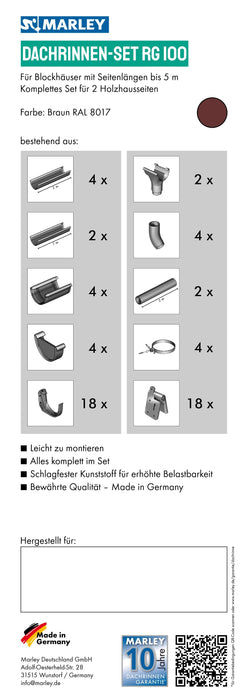 Dachrinnenset RG 100 für Blockhäuser - Marley Deutschland GmbH
