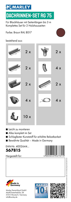 Dachrinnenset RG 75 für Blockhäuser - Marley Deutschland GmbH